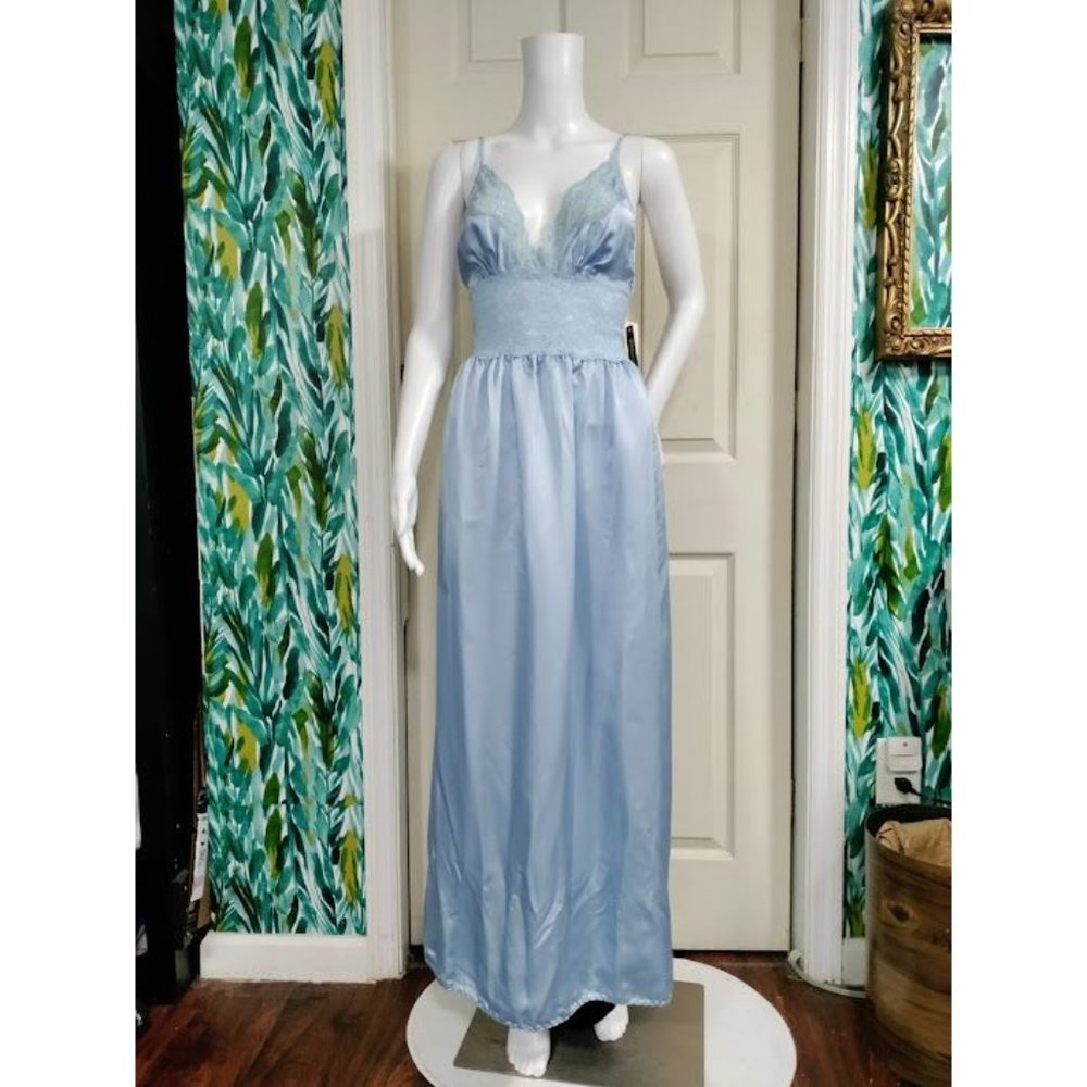 NWT Vintage Jennifer Moore Lace Trim Long Gown Satin M - Picture 4 of 8
